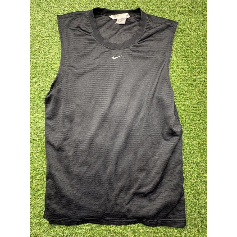 VTG Nike Basketball Center Swoosh Basketball Jersey Black Mens SIZE MEDIUM Y2K